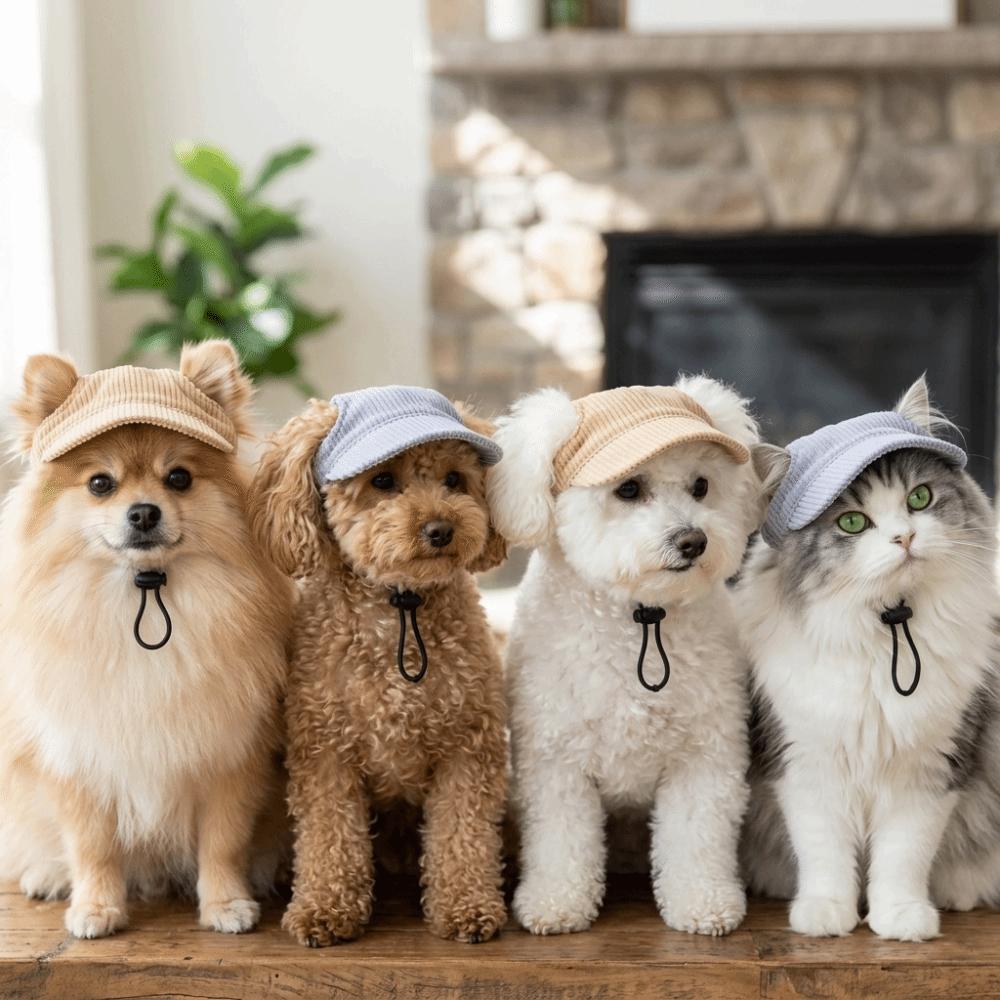 Soft Corduroy Fabric Dog Baseball Cap Pre Curved Brim Cat Outdoor Visor  Beach Outdoor Trip