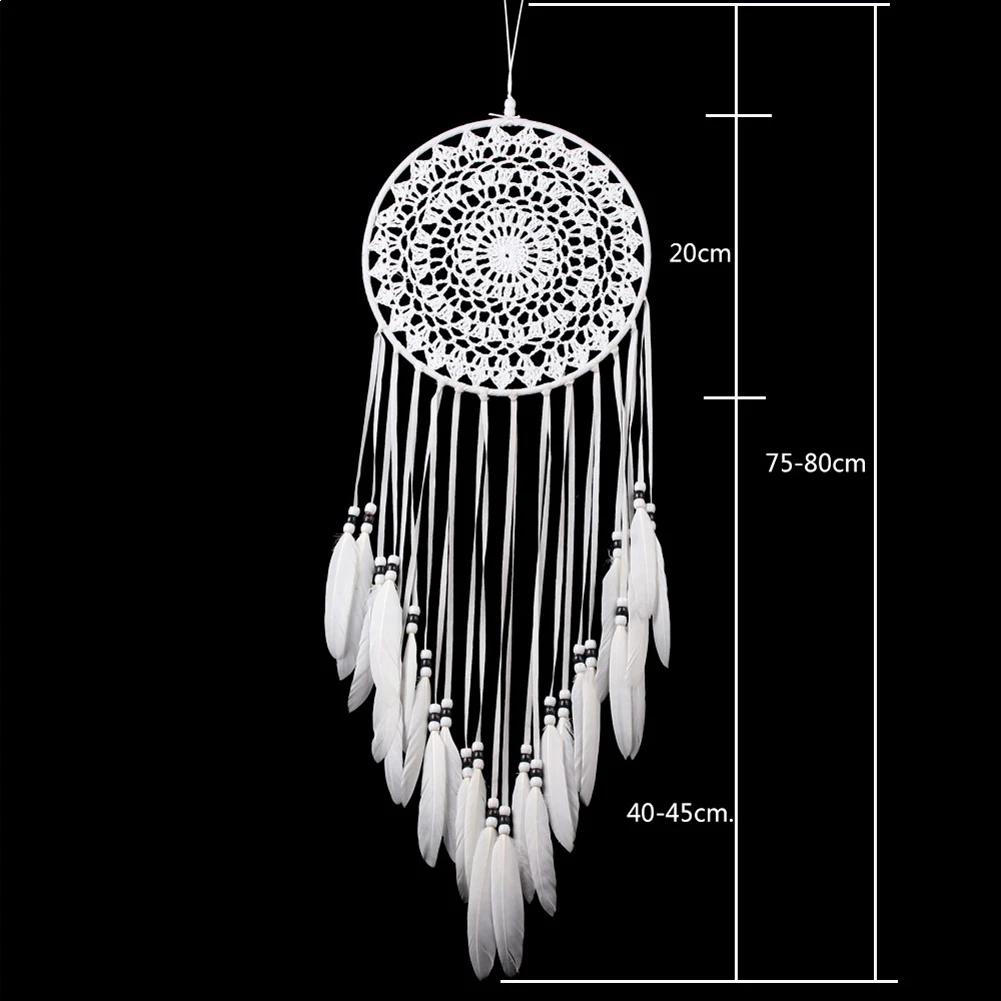 55cm White Dream Catcher Net with Feathers Handmade Wall Hanging Car Ornament Craft Home Decoration Decor Wind Chimes Dropship