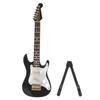 Delicate 14 Cm Mini  Wooden Electric Guitar Model Ornaments Collection with Stand(Black)