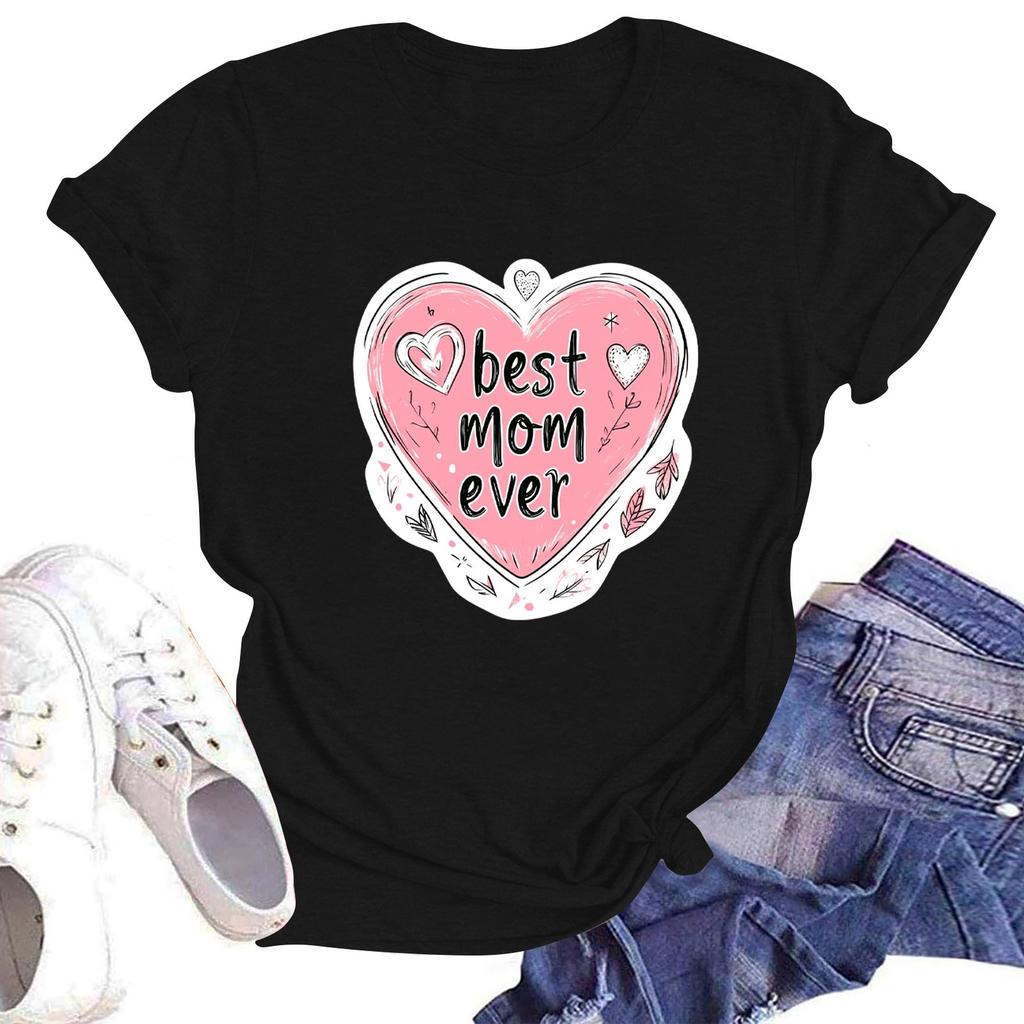 Женская повседневная футболка с круглым вырезом и короткими рукавами с принтом