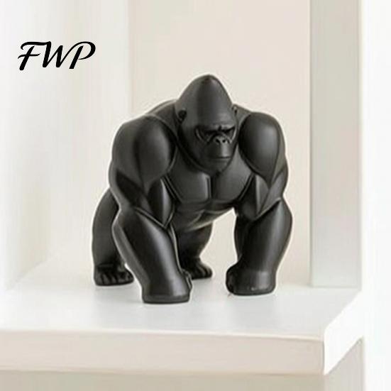 Sophisticated Space Styling 3D Printed Gorilla Sculpture Ornament Minimalist Modern Art Figurine with Multi-scenario Ornaments Detailed Texture