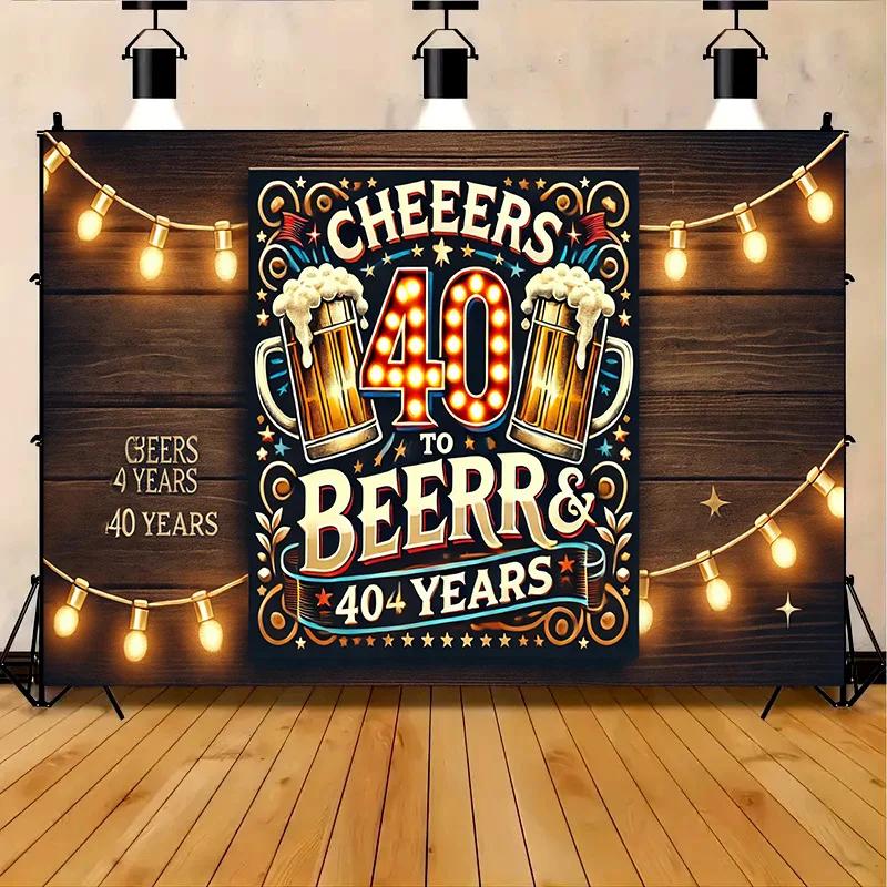 A 40th anniversary polyester banner and anniversary backdrop, suitable for indoor and outdoor celebration decorations