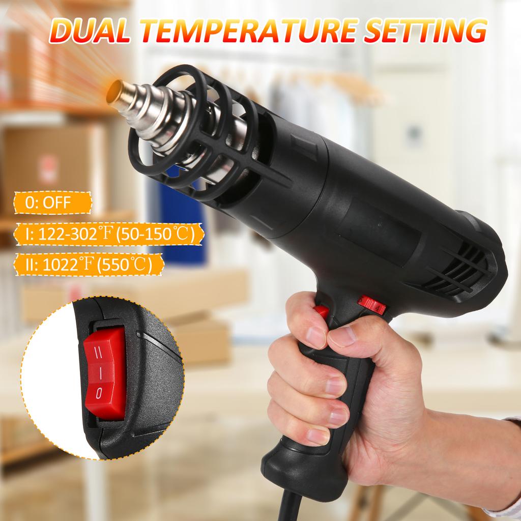 Машина горячего воздуха 1600-2000 Вт Комплект машины для нагрева горячим воздухом с двойной настройкой температуры (122℉~1012℉)