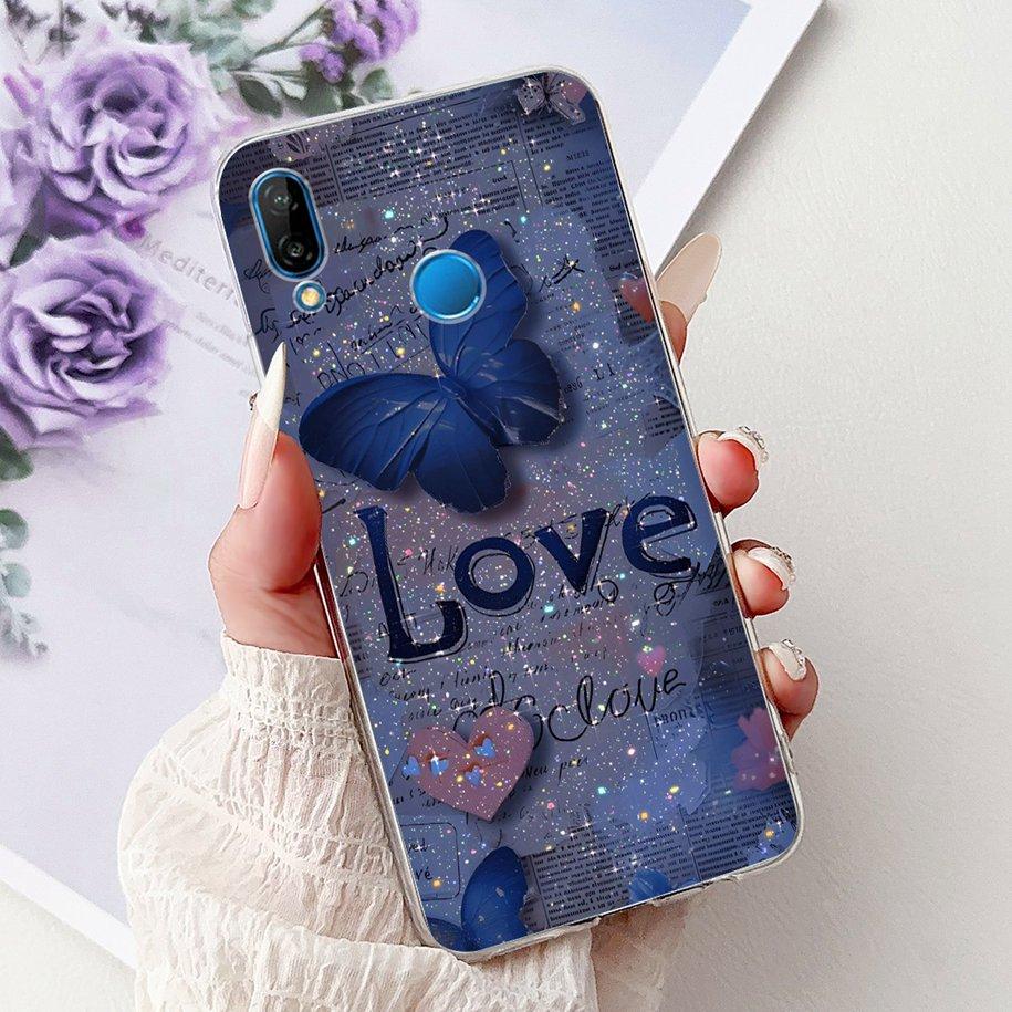For Huawei P20 Lite Case Popular Flower Butterfly Soft Clear Silicone Phone Back Cover For Huawei P20Lite Nova 3e ANE-LX1 Bumper