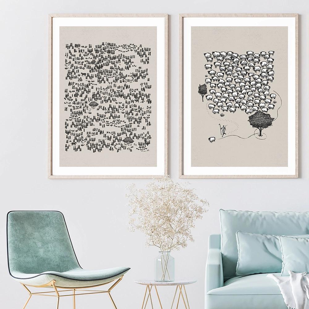 Jesus Art Canvas Print Bible Wall Art Poster Jesus Feed the 5000 Leaves The 99 Painting Pictures for Christian Faith Room Decor