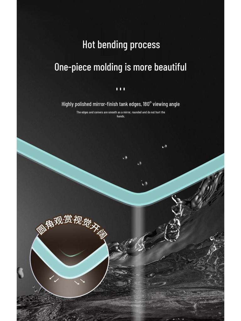 2024 Настольный прямоугольный стеклянный аквариум - Экологичный, Легкая смена воды, Идеально подходит для гостиной и маленьких золотых рыбок