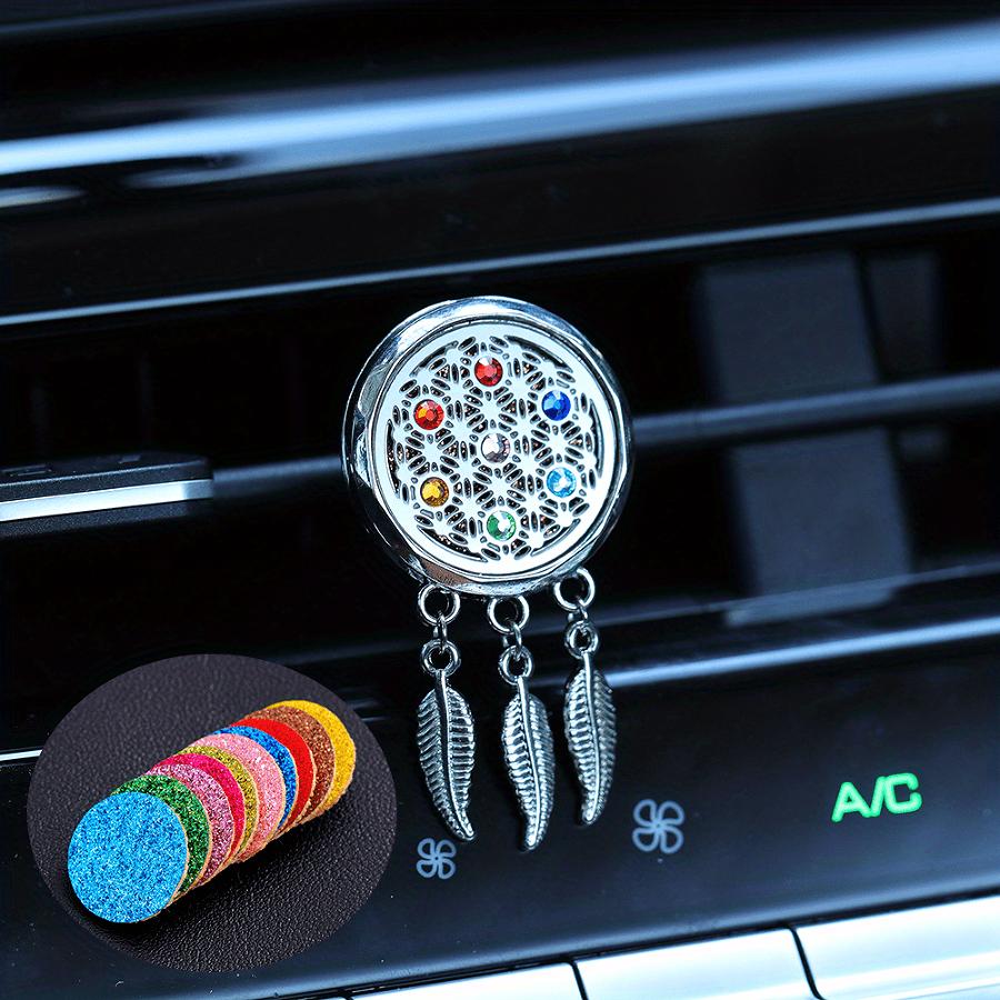 Car Essential Oil Diffuser Set - Dreamcatcher Design Aromatherapy Locket with Refill Pad, Natural Air Freshener for Vehicle Interior