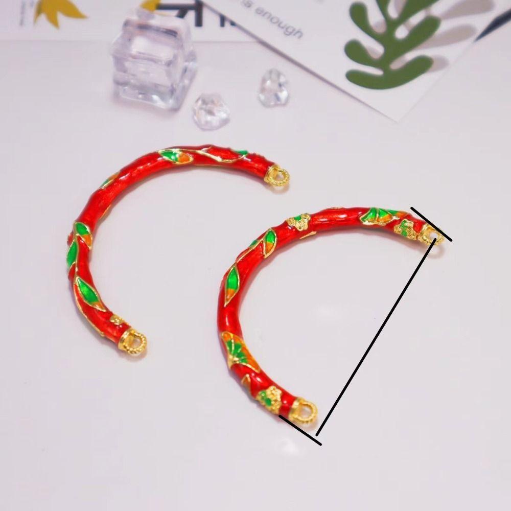 Enamel Peony Filigree Flower Bangle Bent Half Bracelet Women's Hand Bracelet  Jewelry Gifts