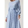 Women's Sky Blue Floral Summer Long Knitted Dress Dd01322