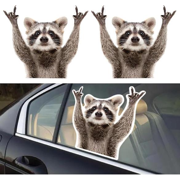 Raccoon Pattern Car Side Window Decal Vinyl Stickers Perforated Funny Car Window Decal Left and Right Side Window Cling, 11.61'' X 10.24''