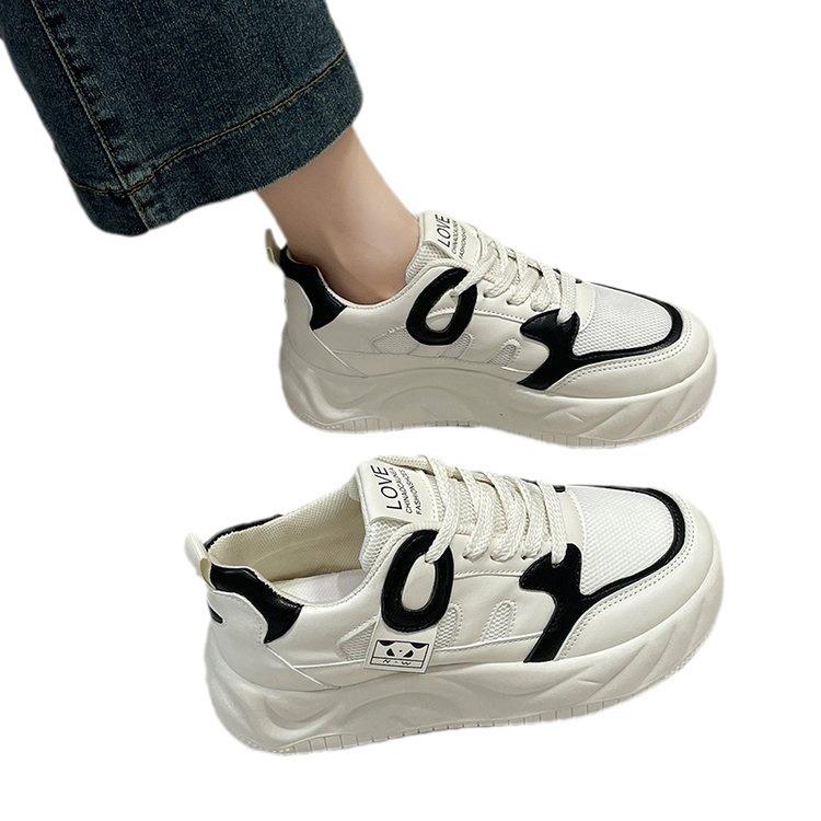 Студенческие плоские белые туфли Весенние новые универсальные кожаные парусиновые туфли Ins Fashion Brand Повседневная женская спортивная обувь