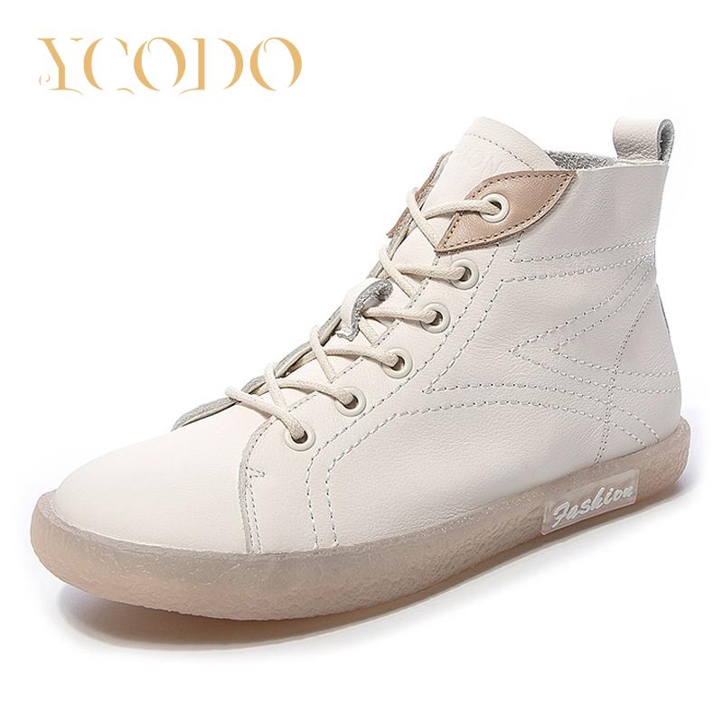 Женская весенне-осенняя женская обувь из воловьей кожи с мягкой подошвой в рубчик, высокие нескользящие туфли на плоской подошве для беременных