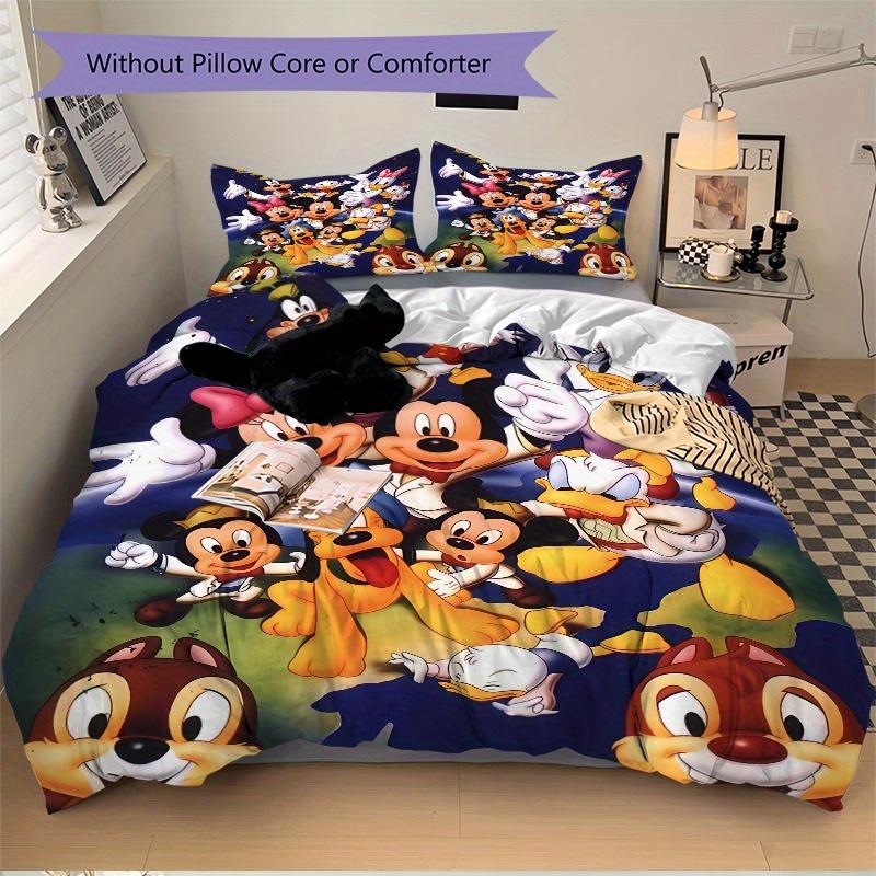 3pcs Disney Classic Characters Quilt Cover Set (1 Quilt Cover + 2 Pillowcases Without Pillow Core), High-Definition Printing for Home and Do
