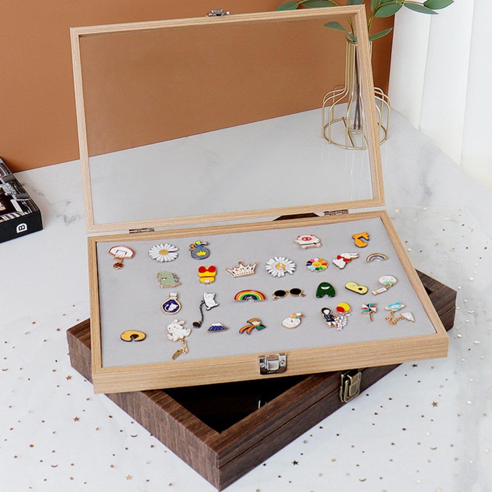 Wood Badge Storage Box Pu Jewelry Case New Medal Display Case