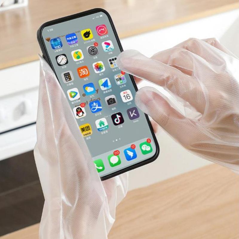 10Pcs/Bag Cpe Extended Disposable Gloves Transparent Non-Slip Acid Work Safety Food Grade Household Cleaning Gloves