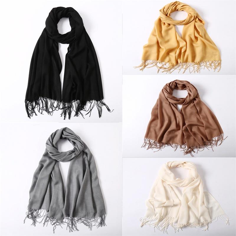 Fashion Spring Winter Scarves Women Wraps Solid Color Thin Shawl Lady Faux Cashmere Warm Headscarf