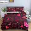 Heart Pattern Bedding Set Luxury Duvet Cover Set with Pillowcase Microfiber 2/3pcs Quilt Cover Queen King Size for Couple Lover