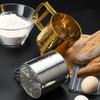 Полуавтоматический просеиватель муки с мелкой сеткой и измерительной шкалой из нержавеющей стали, фильтр для сахарной пудры, чашка, сито для кухни, выпечки