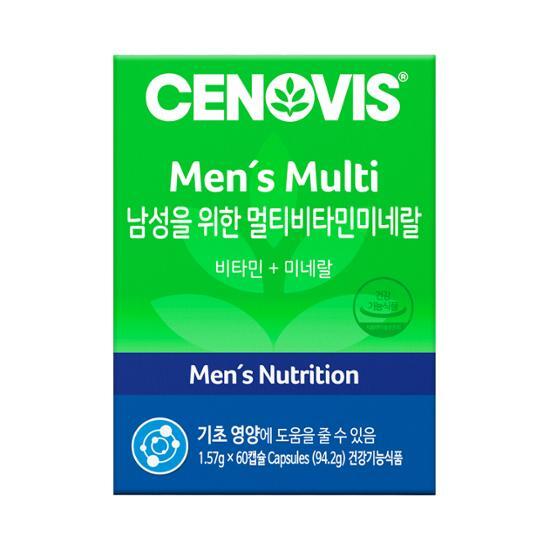 Cenovis Мужские мультивитамины и минералы, 60 капсул (запас на 2 месяца), Корейская здоровая пища