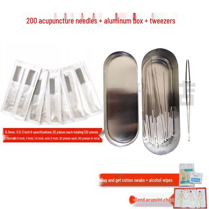 Набор для иглоукалывания из чистого серебра: 30/60 многоразовых штук, алюминиевая коробка на 200 штук