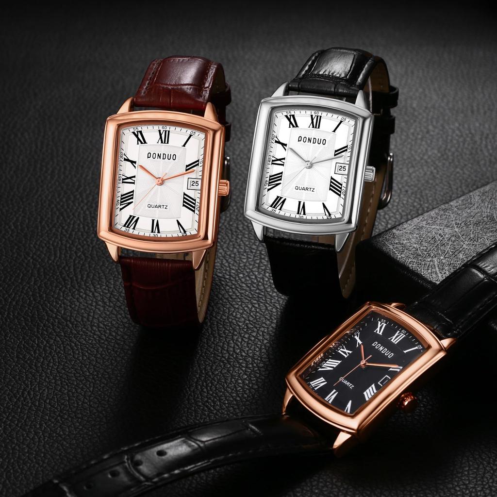 Мужские часы квадратные кожаные часы Seiko водонепроницаемые: Кварцевые часы с кожаным ремешком и прямоугольным циферблатом, мужские часы с римскими цифрами, классные деловые, повседневные, белые
