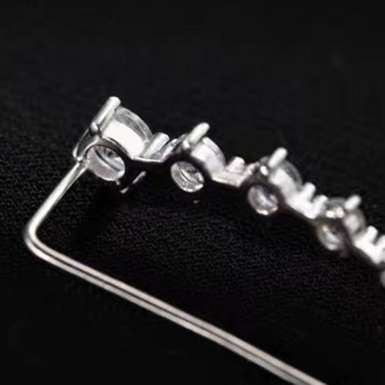 Серьги-пусеты «Семь звезд» Ряд серег с кубическим цирконием Блестящие серебряные серьги для женщин Вечеринка Свидание Торжественное мероприятие Аксессуар