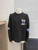 Men's and Women's Long-Sleeve Knitted Sweater with Donkey Family and Four-Leaf Clover Jacquard Design