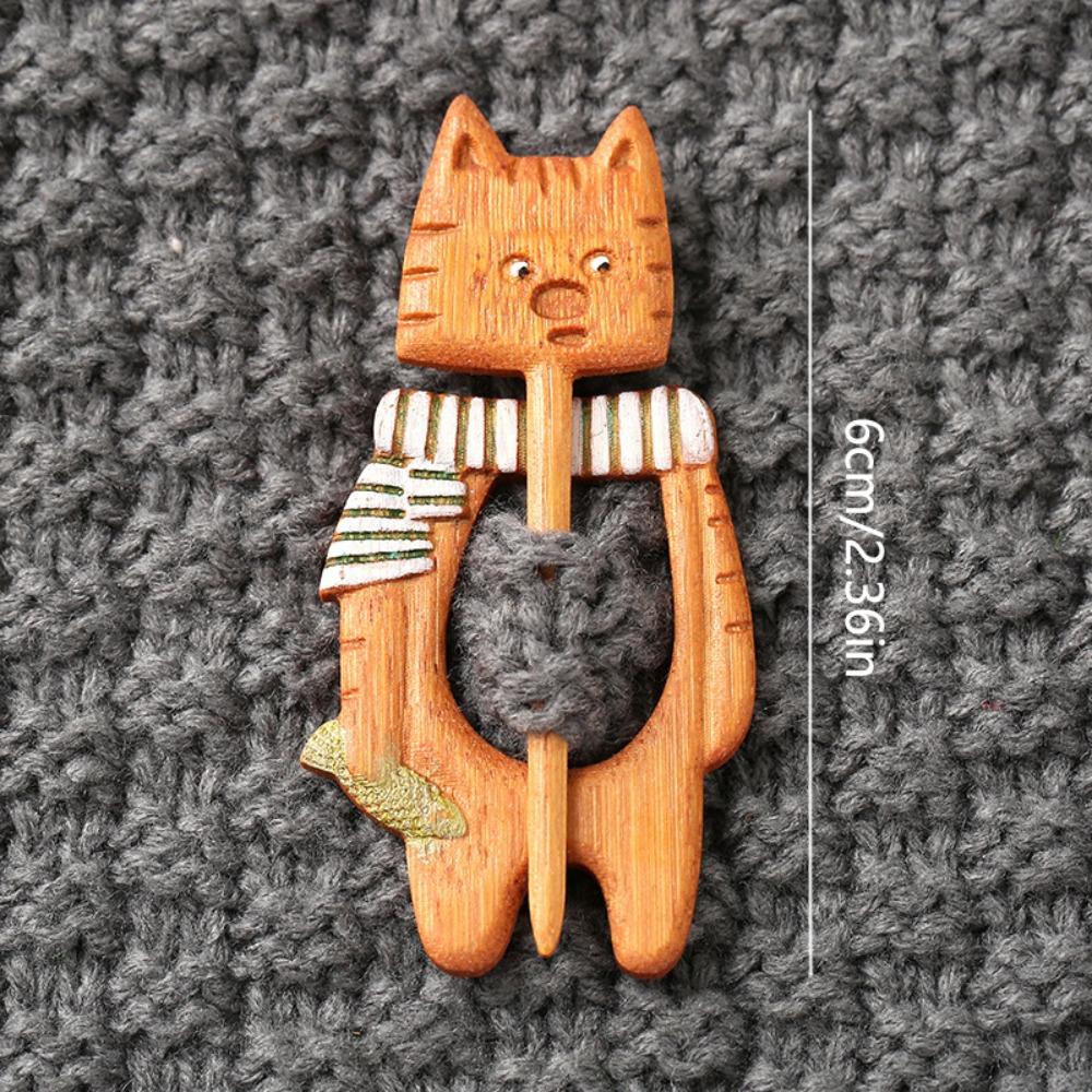 Maple Leaf Animal Sweater Pin Umbrella Kitty Scarf Buckle Dancing Piggy Wooden Brooch  Party