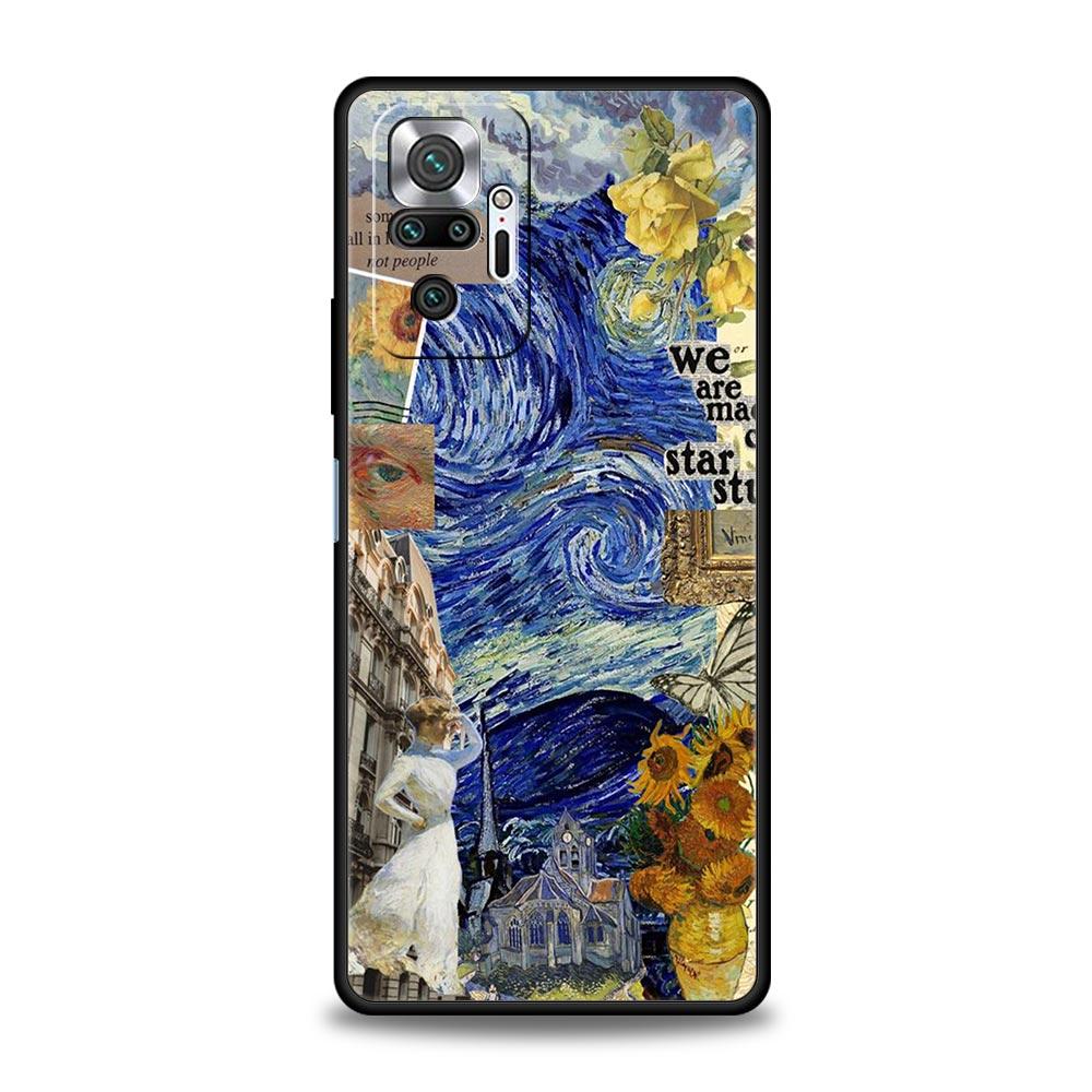 Starry Sky Van Gogh Art Phone Case For Xiaomi Redmi Note 13 12 5G 9S 9 8 10 11 Pro 4G 9T 13C 12C 10C 9C 9A 7 Pro Silicone Cover