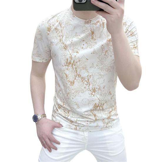 Мужская летняя футболка с принтом, короткий рукав, круглый вырез, повседневная облегающая футболка для повседневной носки, для улицы, отпуска, путешествий