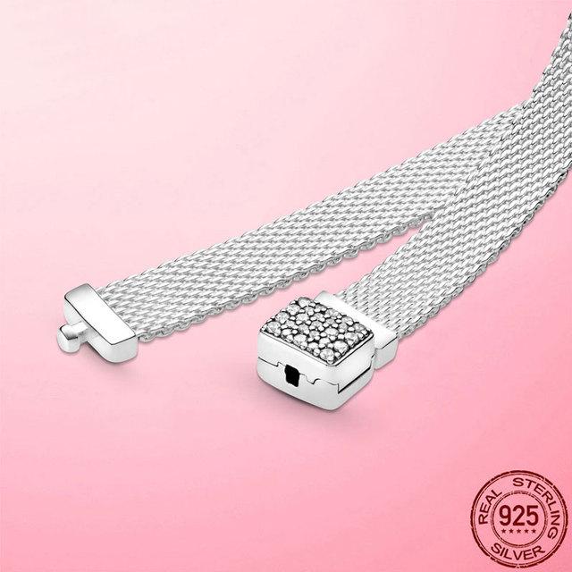 Bracelet 925 Silver & Rose Gold Cubic Zircon Clasp Reflection Bracelet for Women Bracelet Silver Jewelry