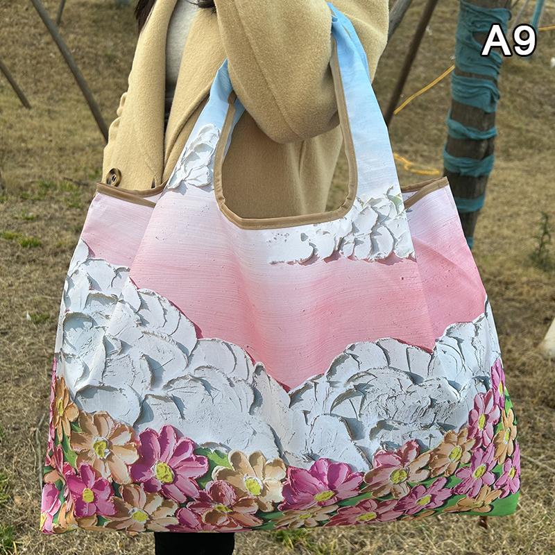 Bag Foldable Shopping Bag Reusable Grocery Storage Bag Nylon Portable Shoulder Handbag Travel Tote Bag