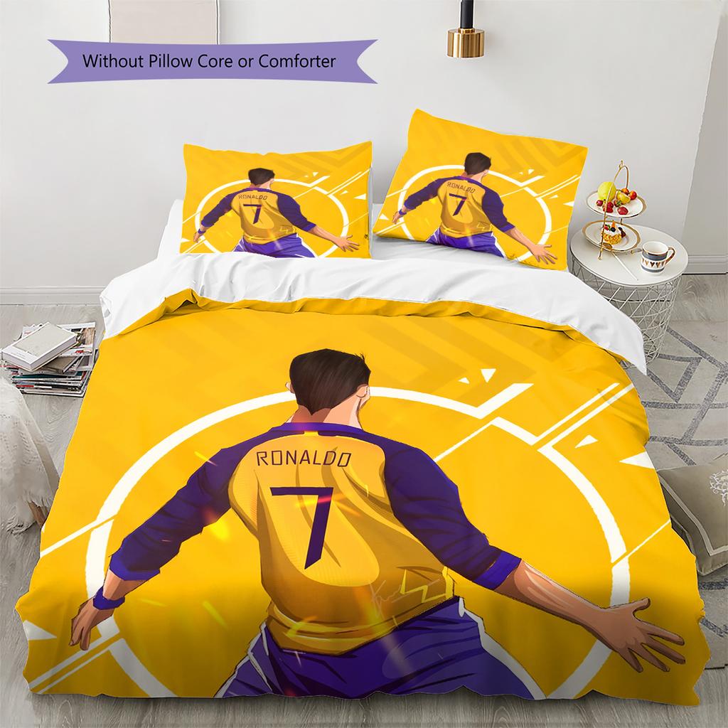 Криштиану Роналду  Постельное белье с рисунком  Комплект с одеялом  Домашний декор  Подарок (1 пододеяльник + 2 наволочки без наполнителя)