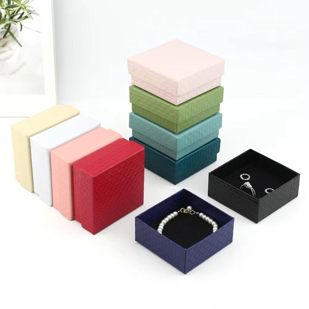 6Pcs Sponge Case Jewelry Gift Box Paper Jewelry Display Box High Quality Ring Box  Wedding Favors