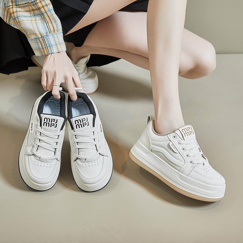 Spring White Shoes New Style Female Students' Height-enhancing Sports Shoes Trendy Casual Shoes Street Photography