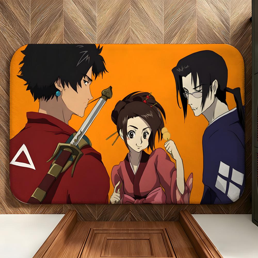 anime S-Samurai C-Champloo Floor Mat Soft Flannel Floor Mat Suitable for Entryways, Living Rooms, Bedrooms, and Bathrooms