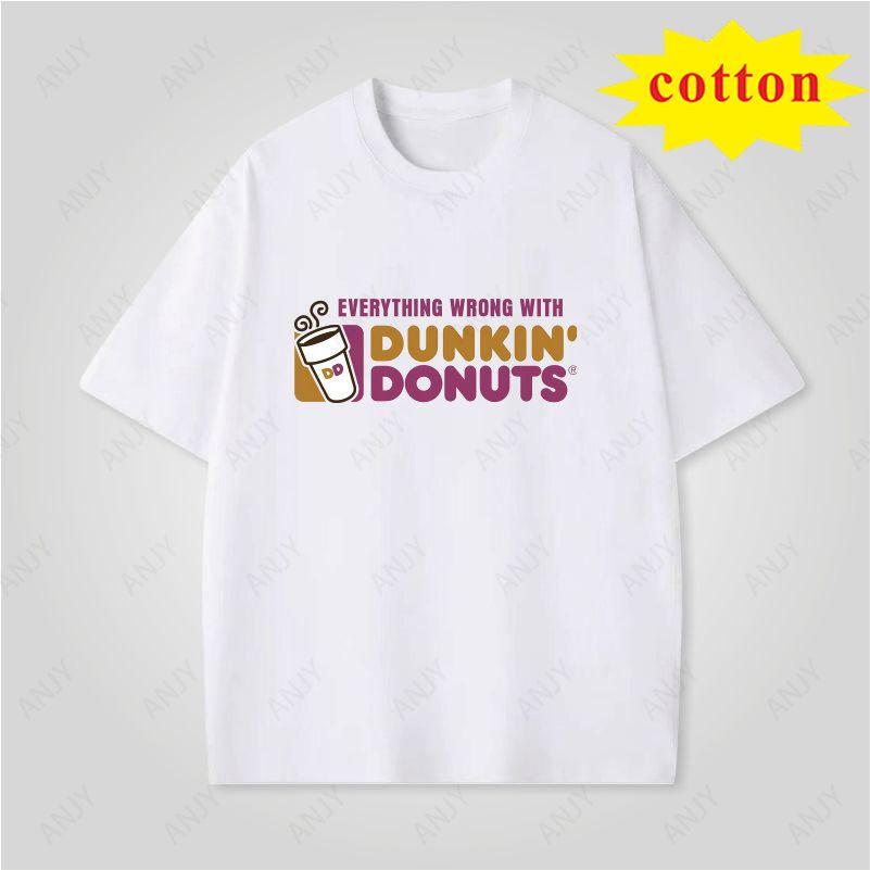 Fun Prank Dunkin Donuts Print Tshirt Unisex Casual Loose Fit Short Sleeve Top
