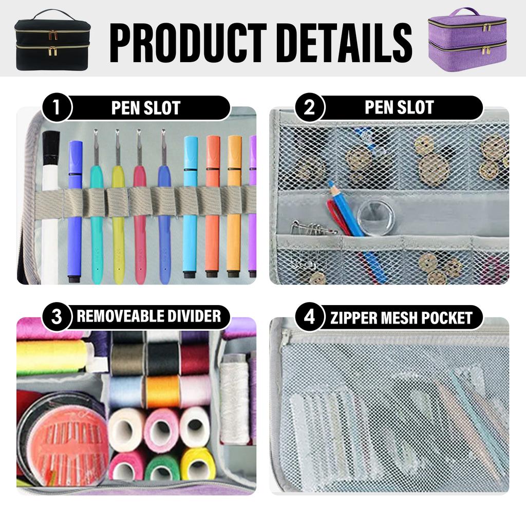 Multi Functional Sewing Accessory Pouch Sewing Class Essential Bag Double Layer Organizers Bag for Tools and Materials