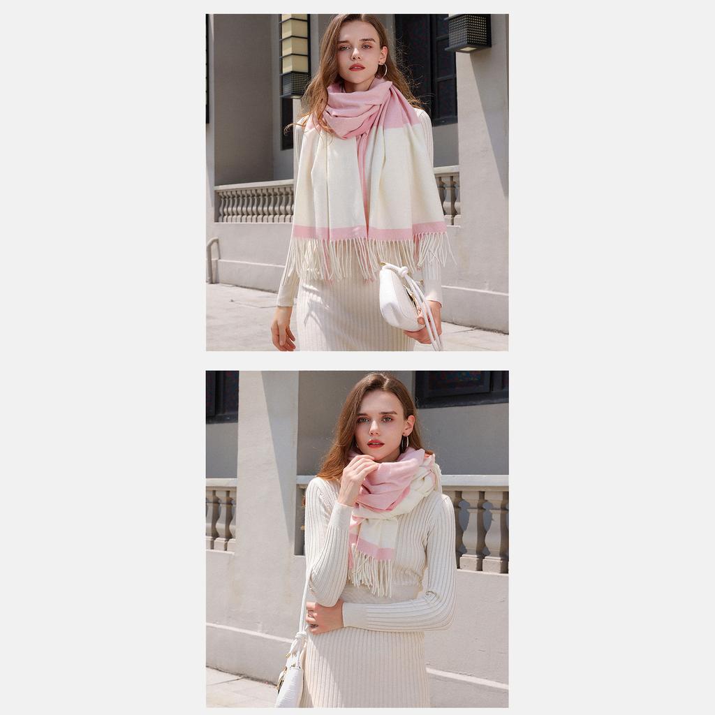 Mix Color Scarf Fringe Warm Autumn and Winter Scarf Stylish Shawl Faux Wool Scarf Couple Type Scarf