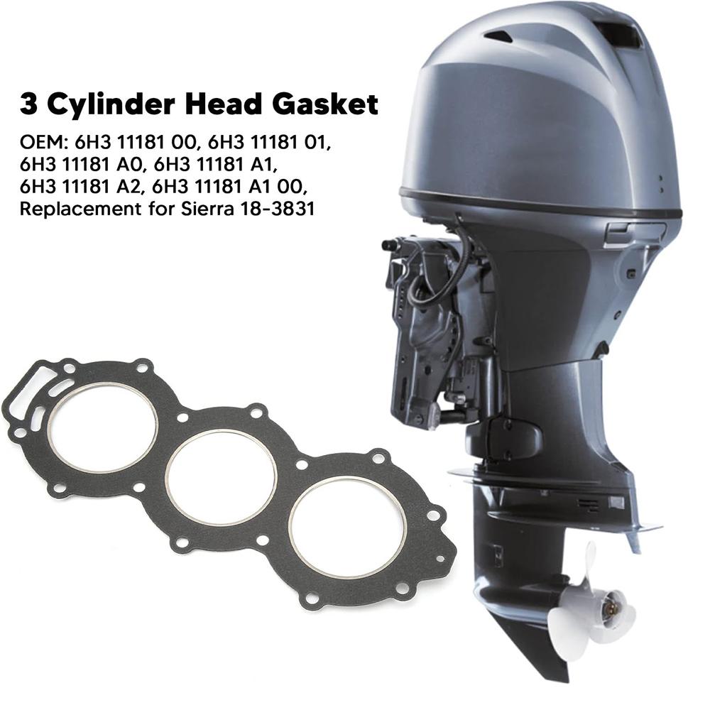 6H3-11181-00 Cylinder Head Gasket Fits for Yamaha/Parsun Seapro 2-Stroke 60HP/70HP Outboard Engines 6H3-11181-01
