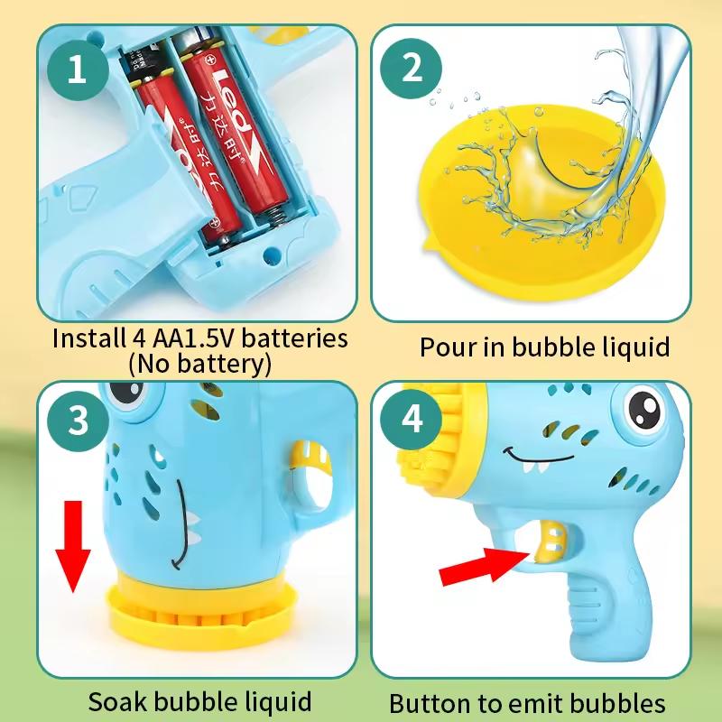 36-луночный Динозавр Пузырьковый пистолет с многолуновым пузырьковым пистолетом Игрушка для развлечений на открытом воздухе [Без пузырьковой воды]