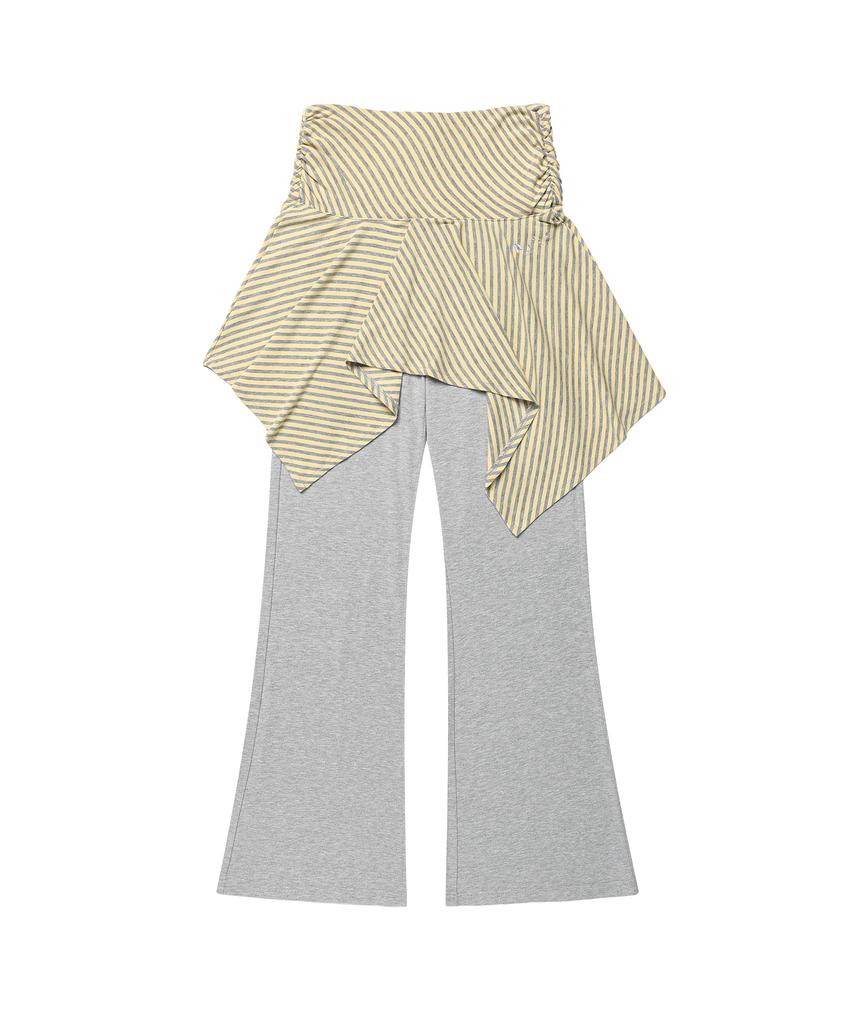 AMES-WORLDWIDE Unbalance Layered Skirt Pants Yellow