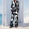Women's Temperament Elegant Trend Printed Long Sleeve Top Long Pants Casual Fashion Pant Suit