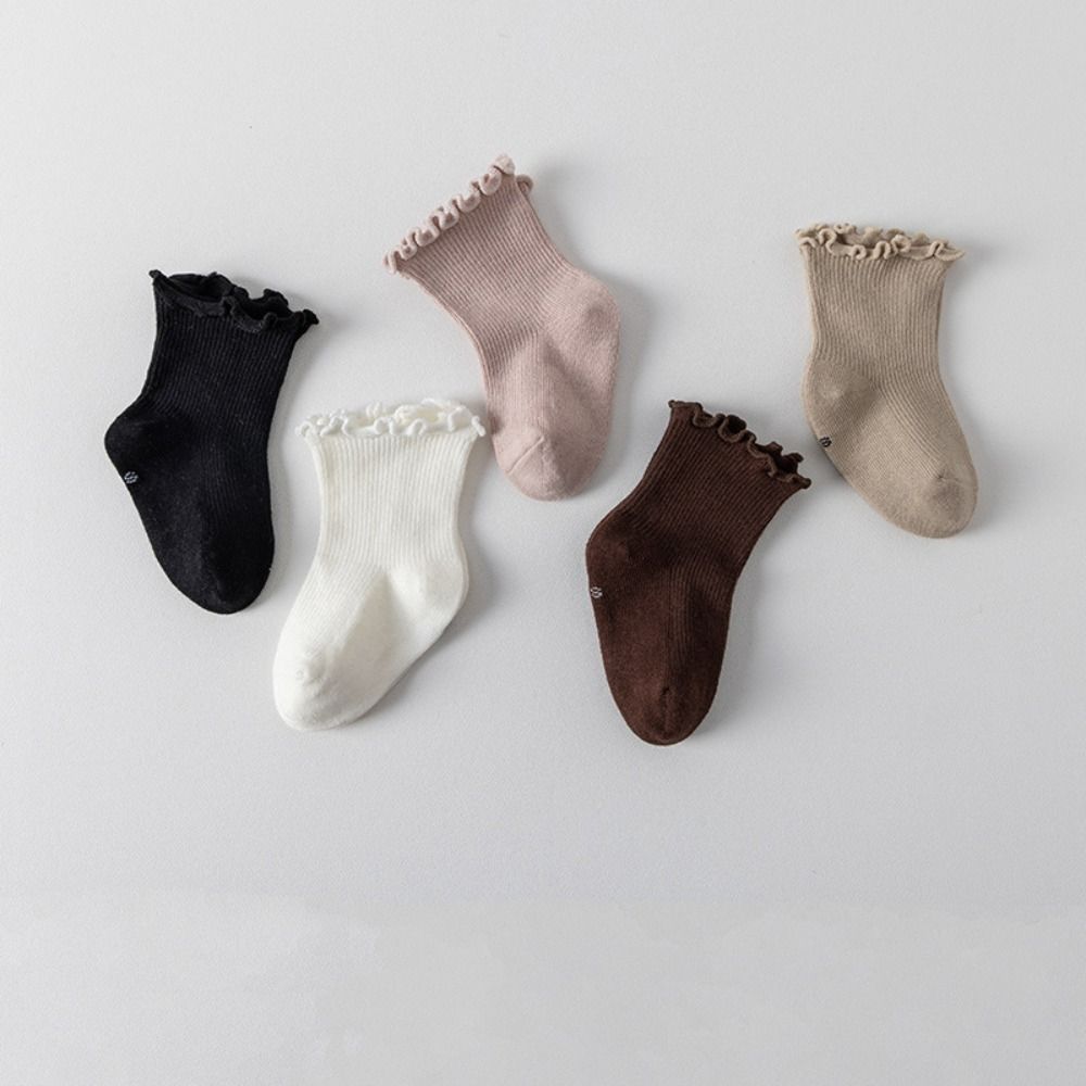 5Pairs Breathable Baby Cotton Socks Autumn Spring Newborn Socks Toddle Short Tube Socks Newborn