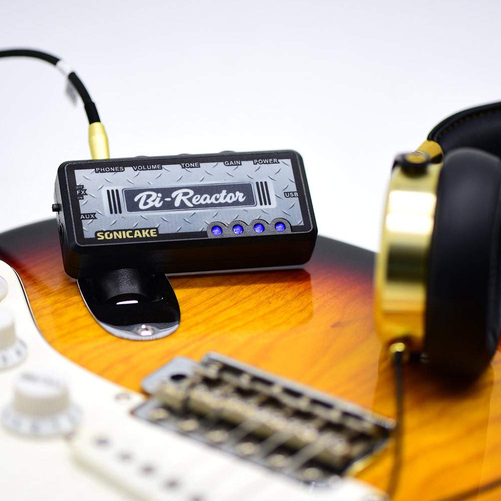 SONICAKE Mini Guitar Headphone Amplifier with Distortion USB Built-in & Delay, Rechargeable, Bi-Reactor