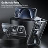 For iPhone 14 Pro Max Magnetic Case Clear PC Hard Phone Cover Rotatable Grip Holder