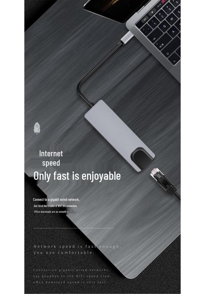 Многопортовый концентратор Type-C: USB-разветвитель с HDMI, Ethernet и док-станцией «восемь в одном».