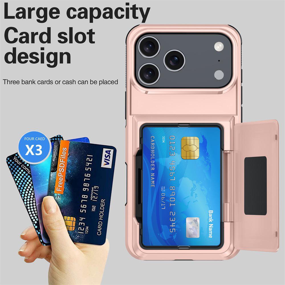Кошелек-чехол для iPhone 17 Pro Max со слотом для карт и откидной подставкой - Подходит для Apple 16, 14, 15; Трансграничный ударопрочный дизайн