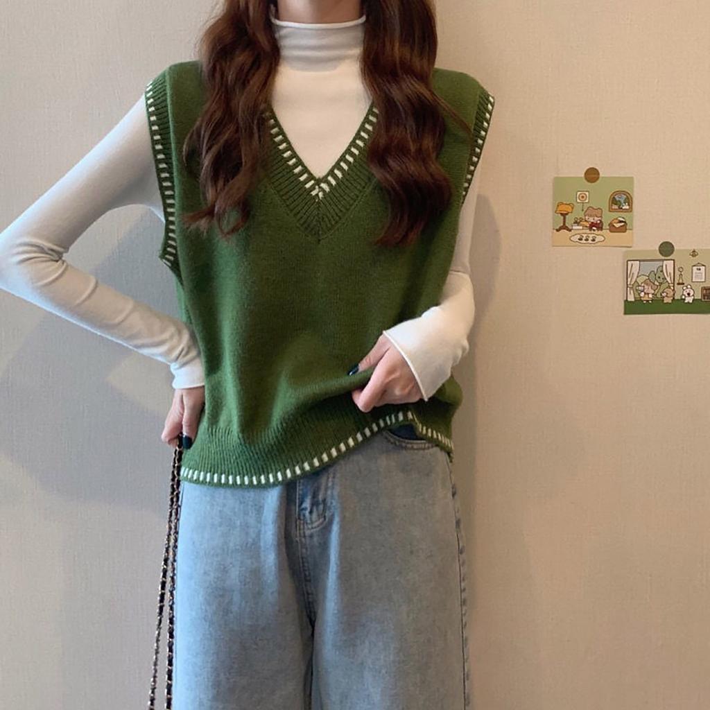 Women's V Neck Sleeveless Sweater Vest Casual Solid Color Cap Sleeve Knitted Pullover