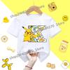 Short Sleeve Summer Tshirt Tops Cotton Tee for Pokemon Pikachu Anime AZ letters Printed Cute Clothing Children Casual Clothes